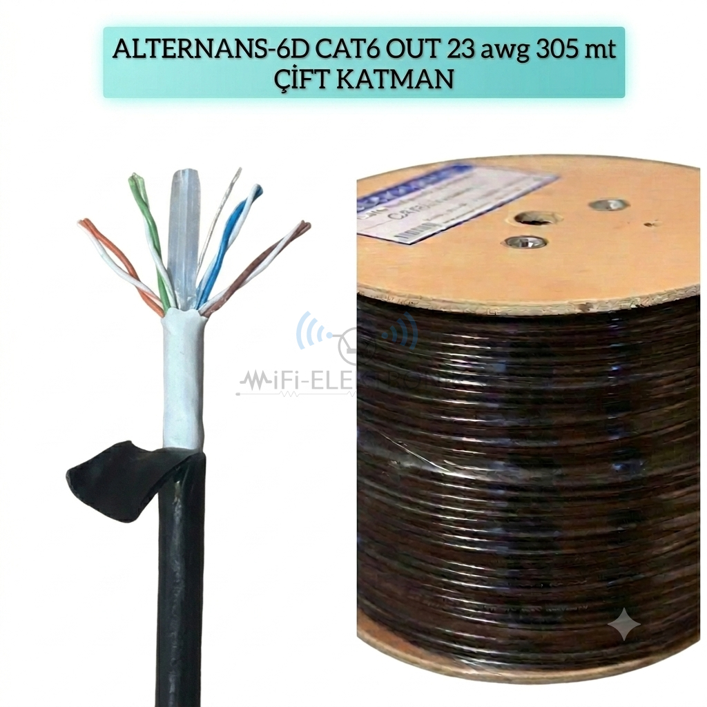 ALTERNANS-6D KABLO  CAT6 OUT 23 awg 305 mt  ÇİFT KATMAN